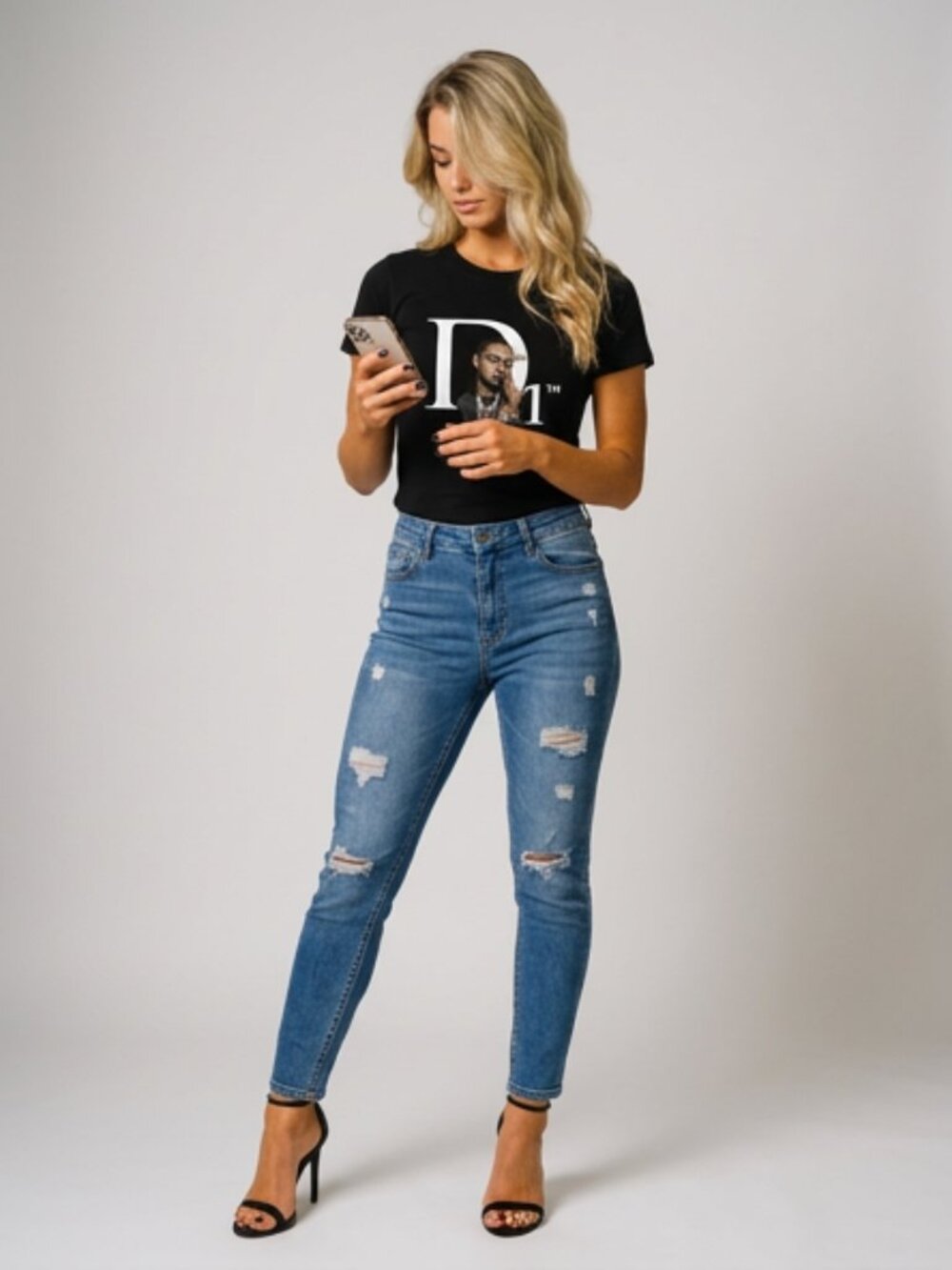 Dr Bear Full color Decalb Fashion Black Graphics Top tShirt Tee